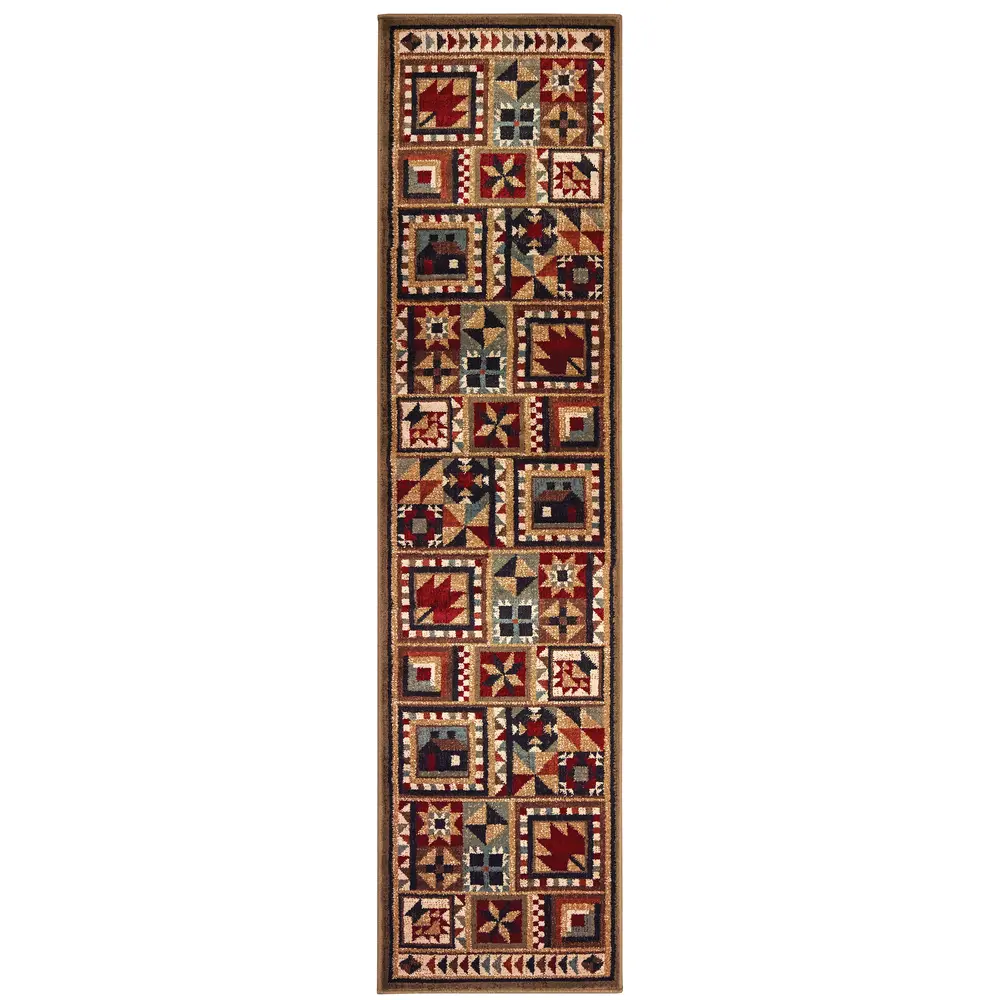 Woodlands 9596A Brown/ Multi Indoor Area Rug - 1'10