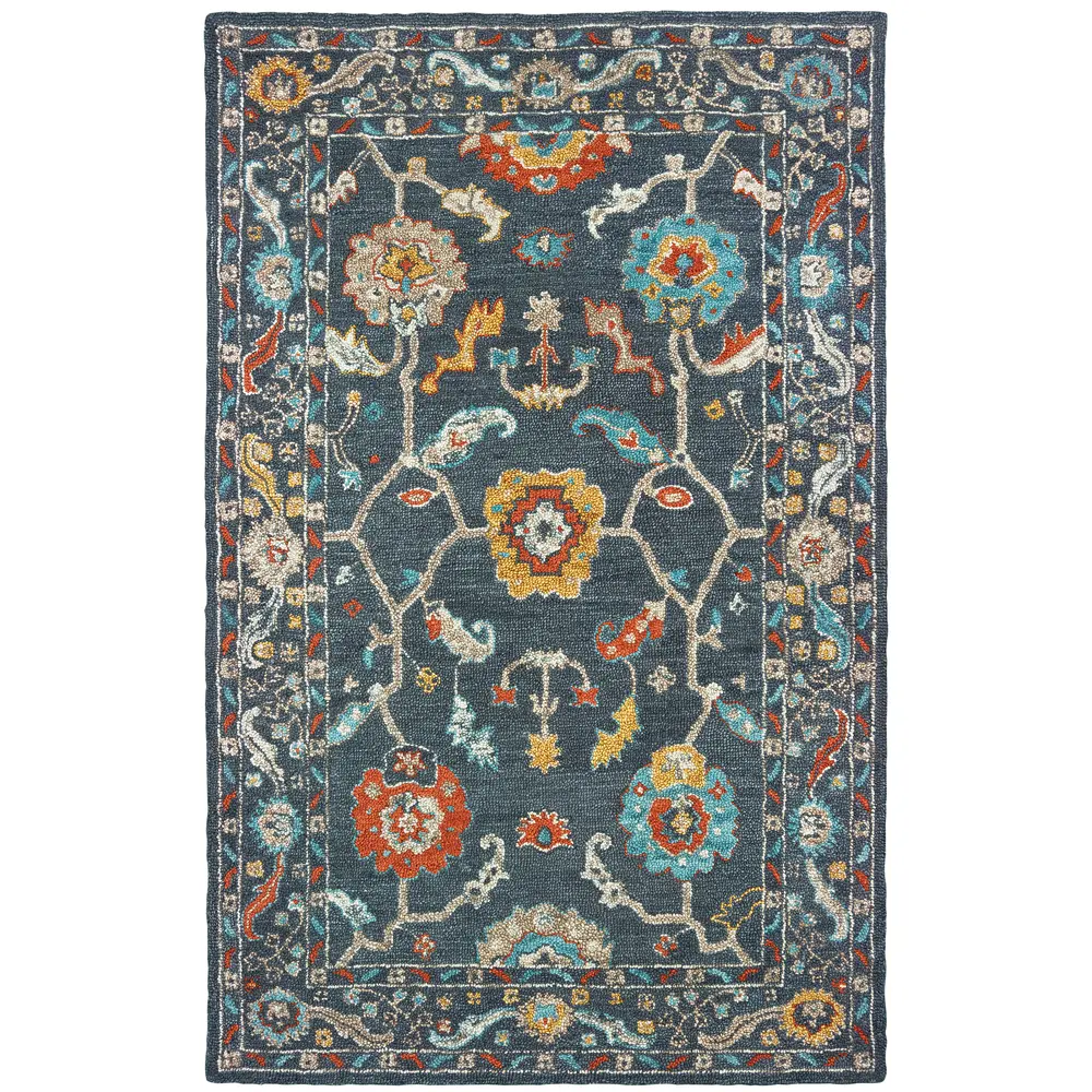 Zahra 75501 Blue/ Gold Indoor Area Rug - 5' x 8'