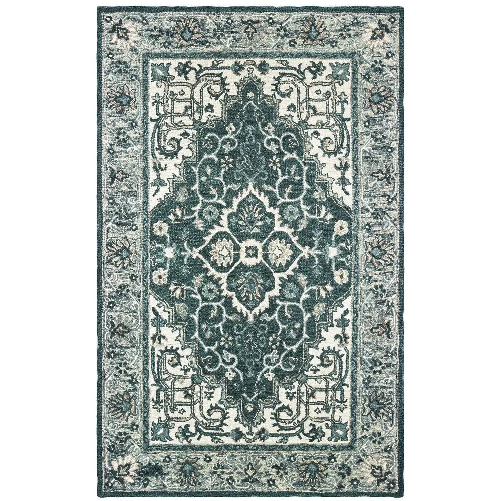 Zahra 75506 Grey/ Blue Indoor Area Rug - 5' x 8'
