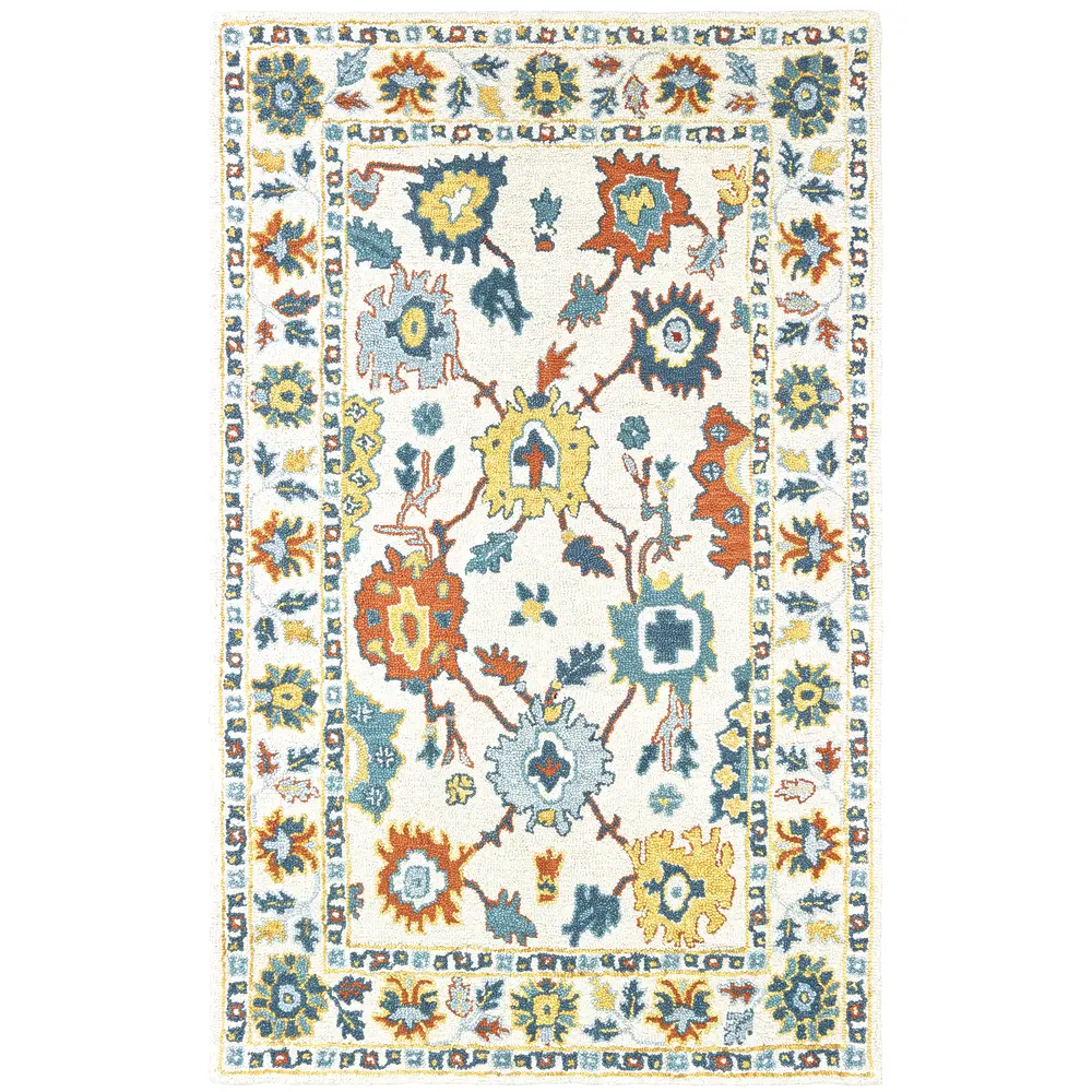 Zahra 75507 Ivory/ Gold Indoor Area Rug - 5' x 8'