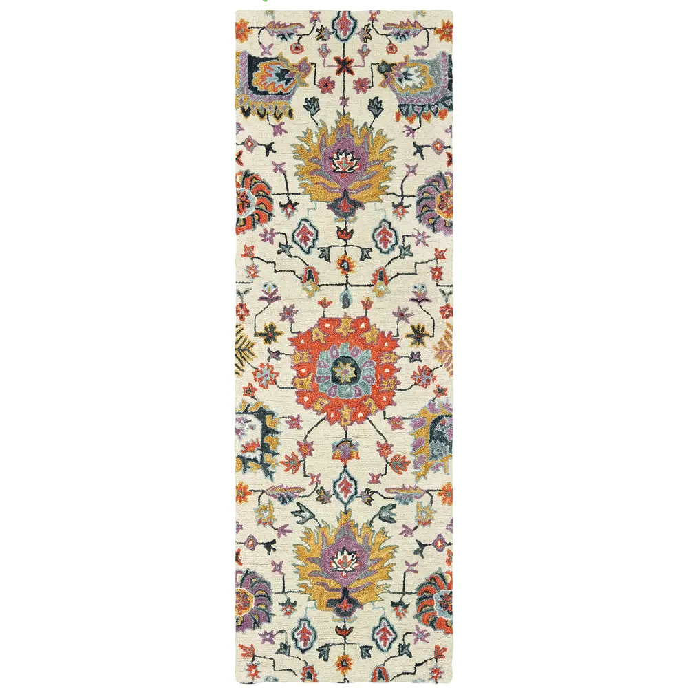 Zahra 75502 Ivory/ Orange Indoor Area Rug - 2'6