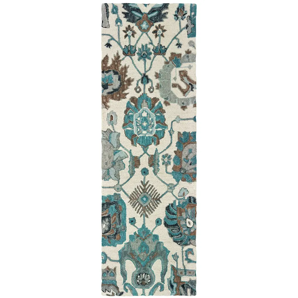Zahra 75503 Ivory/ Blue Indoor Area Rug - 2'6