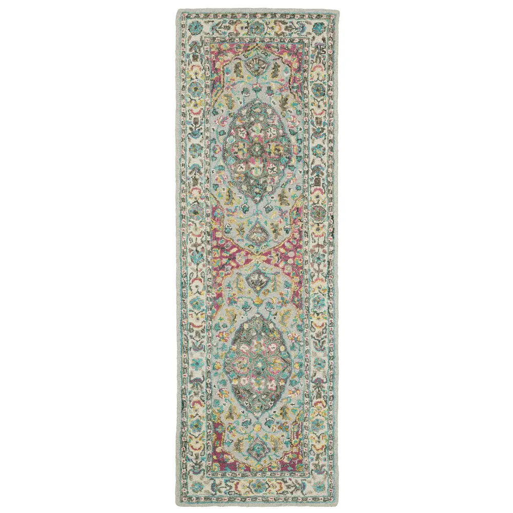 Zahra 75504 Grey/ Pink Indoor Area Rug - 2'6