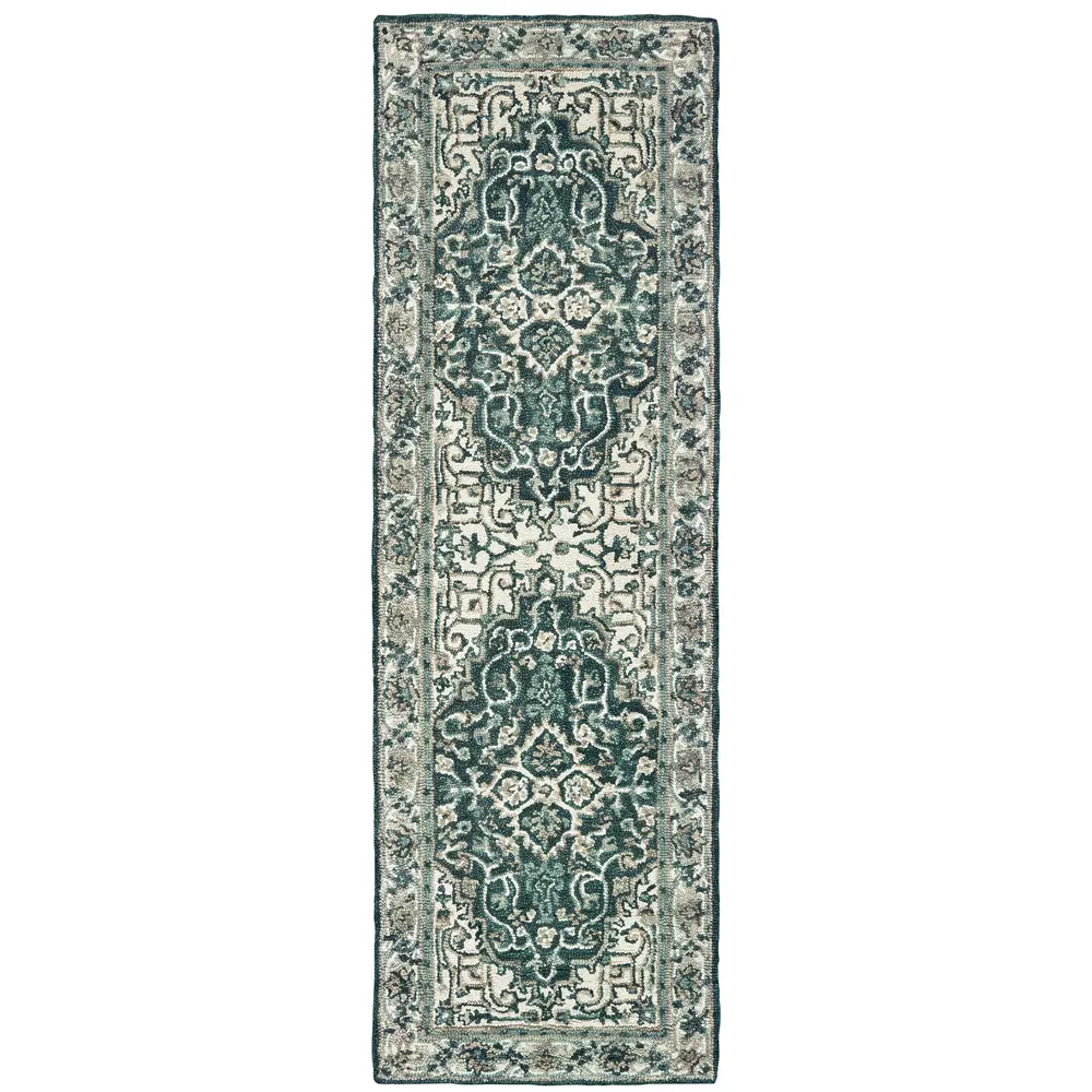 Zahra 75506 Grey/ Blue Indoor Area Rug - 2'6