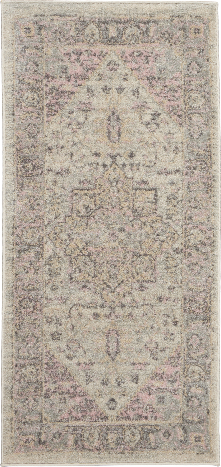 Nourison Tranquil 2' x 4' Ivory Pink Vintage Indoor Rug