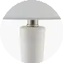 Body: White; Base: Clear; Shade: White; Finial: Clear; Harp: Metallic - Nickel; Cord: Translucent
