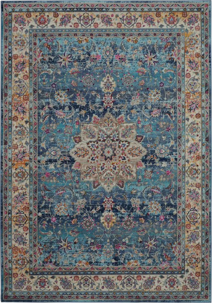 Nourison Vintage Kashan 4' x 6' Blue Vintage Indoor Rug
