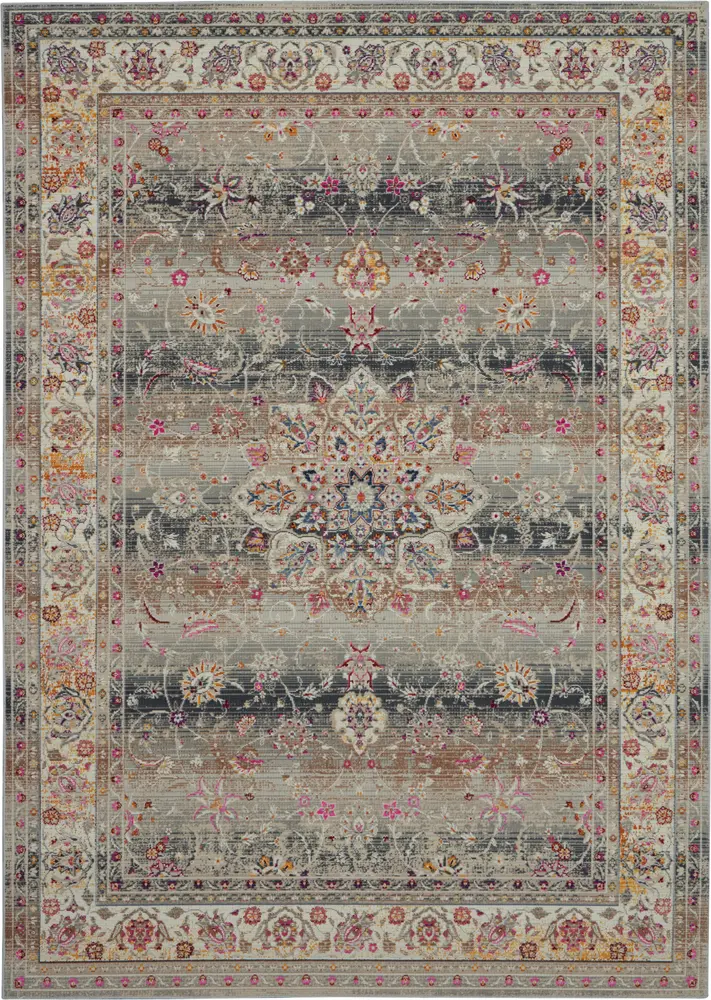 Nourison Vintage Kashan 4' x 6' Grey Vintage Indoor Rug