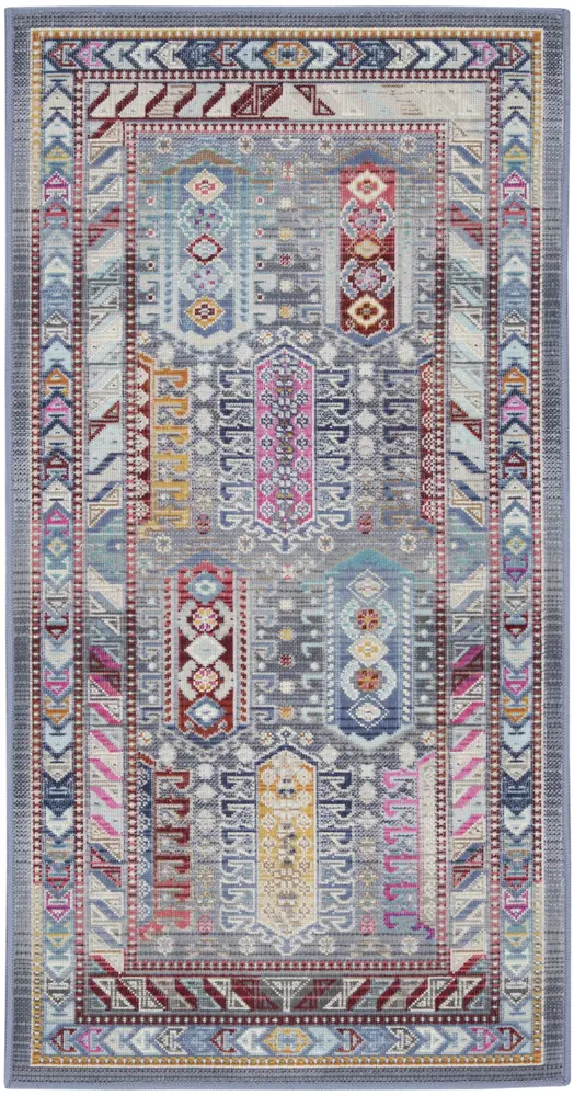 Nourison Vintage Kashan 2' x 4' Grey/Multi Bohemian Indoor Rug