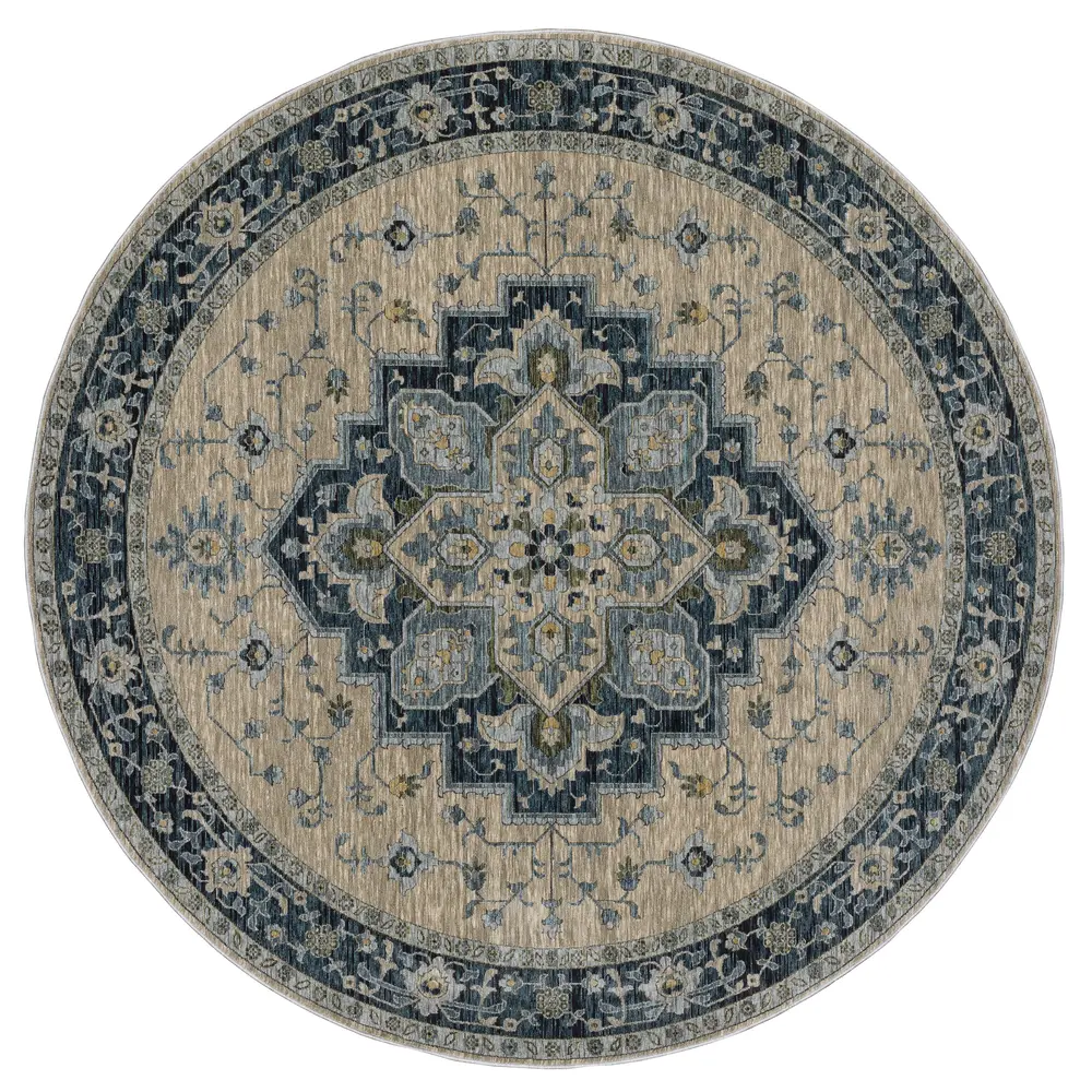 Aberdeen 051G1 Blue/ Tan Indoor Area Rug - 7'10
