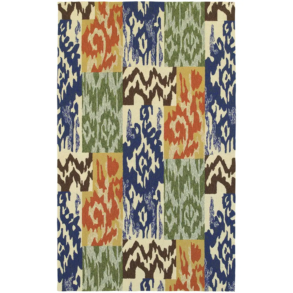 Atrium 51100 Blue/ Orange Indoor/Outdoor Area Rug - 10' x 13'