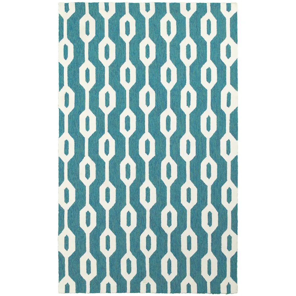 Atrium 51102 Blue/ Ivory Indoor/Outdoor Area Rug - 3'6