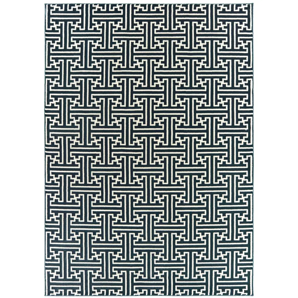 Bowen 1333B Navy/ Ivory Indoor Area Rug - 9'10