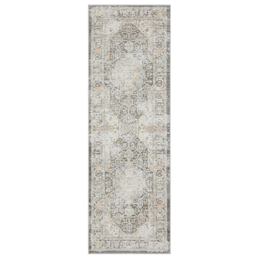 Cavett CAV02 Grey/ Orange Indoor Area Rug - 2'7
