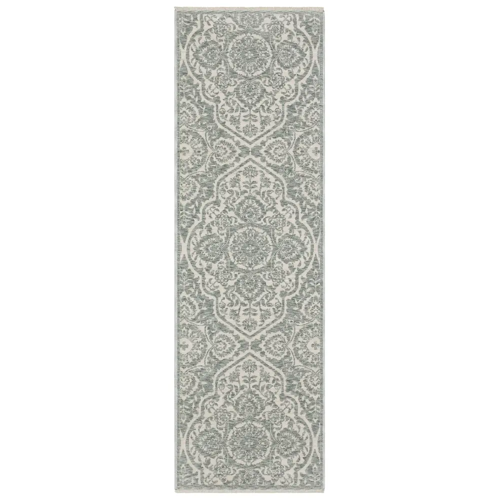 Echo ECH02 Teal/ Ivory Indoor Area Rug - 2'3
