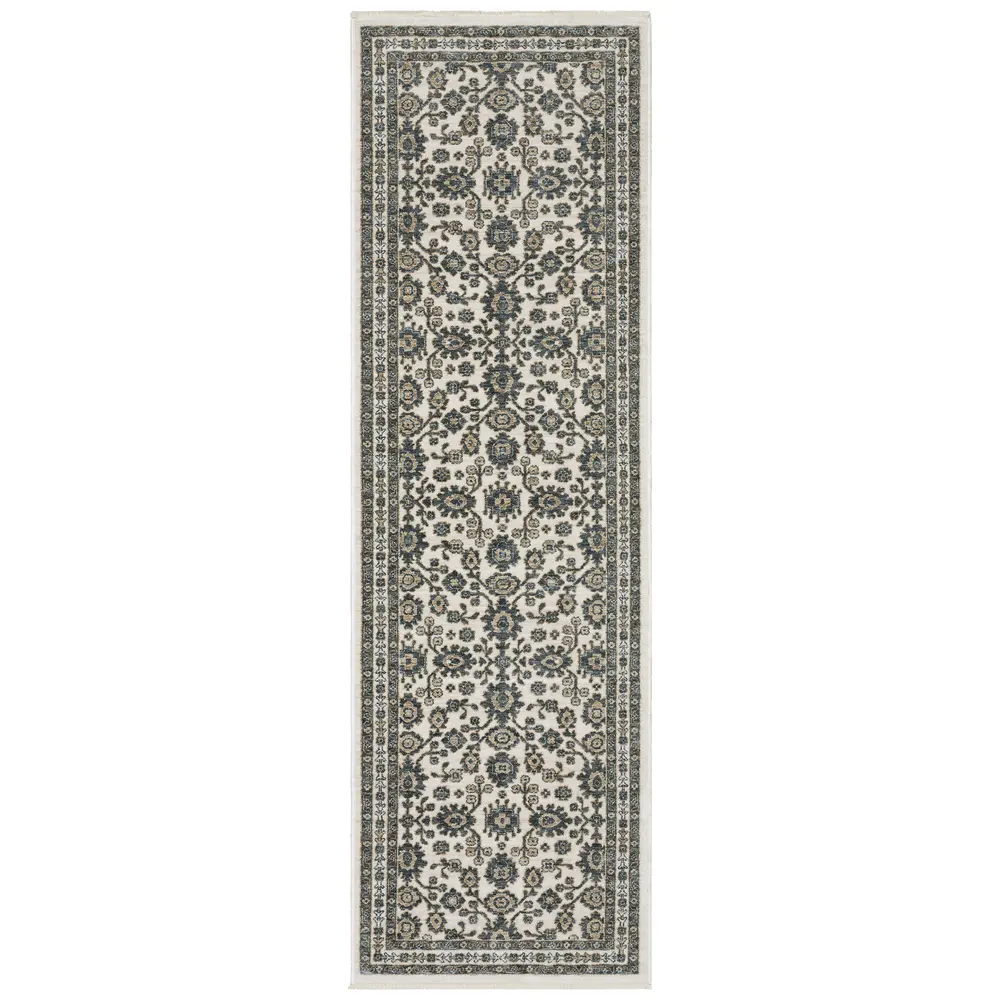 Echo ECH06 Ivory/ Blue Indoor Area Rug - 2'3