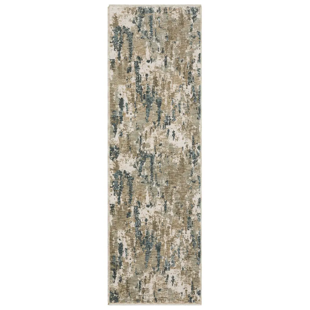Echo ECH11 Beige/ Teal Indoor Area Rug - 2'3
