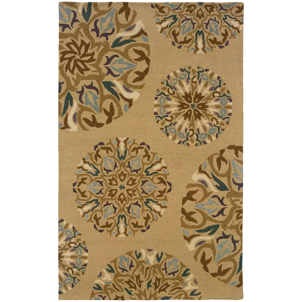 Eden 87102 Tan/ Blue Indoor Area Rug - 10' x 13'