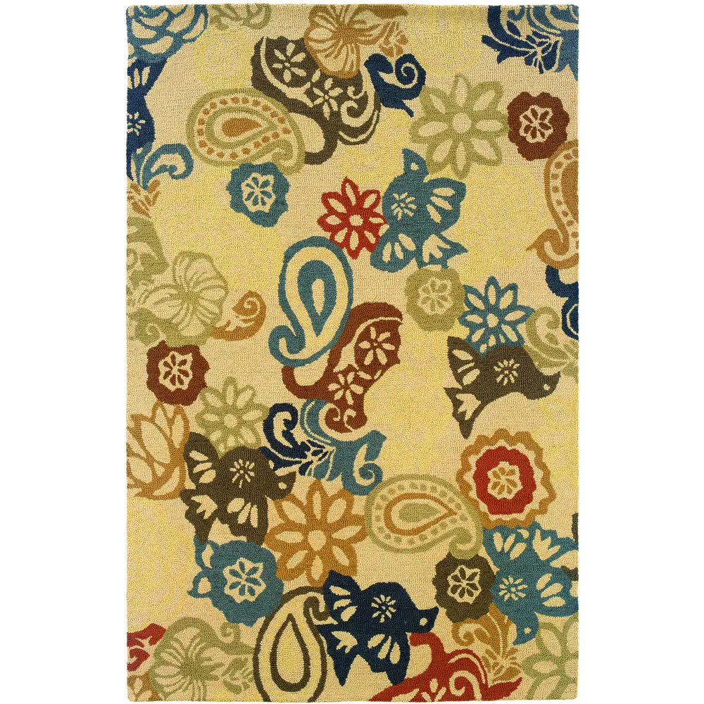 Eden 87104 Beige/ Green Indoor Area Rug - 10' x 13'