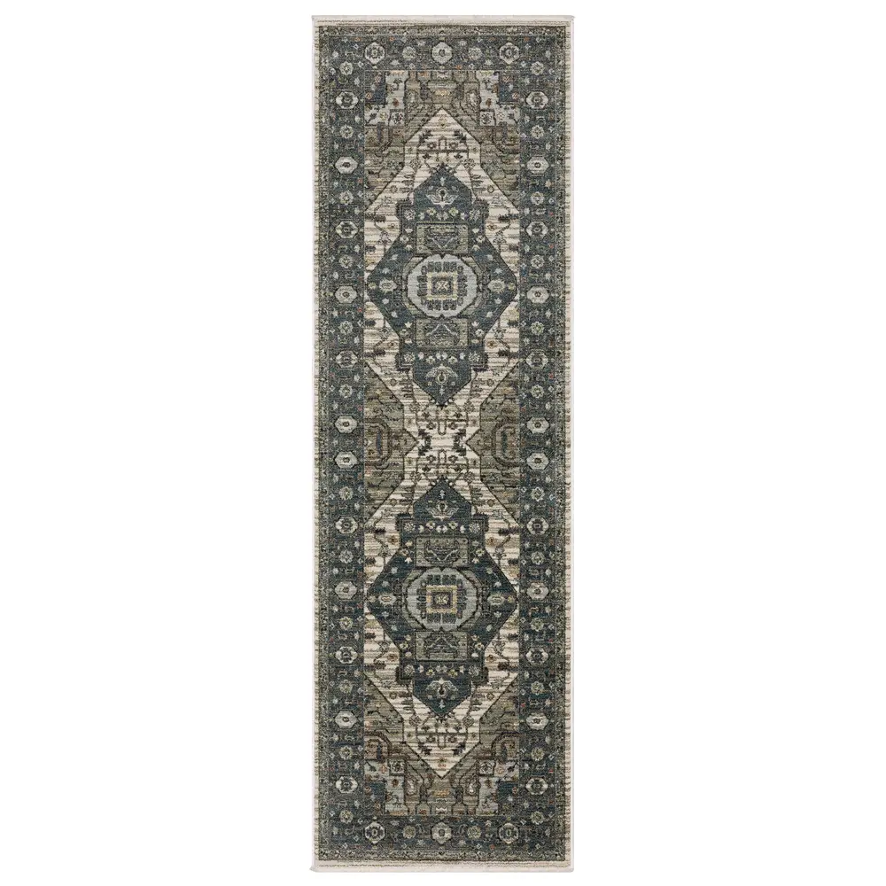 Eliana ELI05 Blue/ Brown Indoor Area Rug - 2'3
