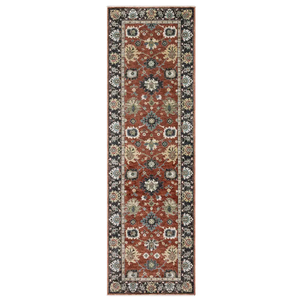 Eliana ELI12 Rust Red/ Blue Indoor Area Rug - 2'3