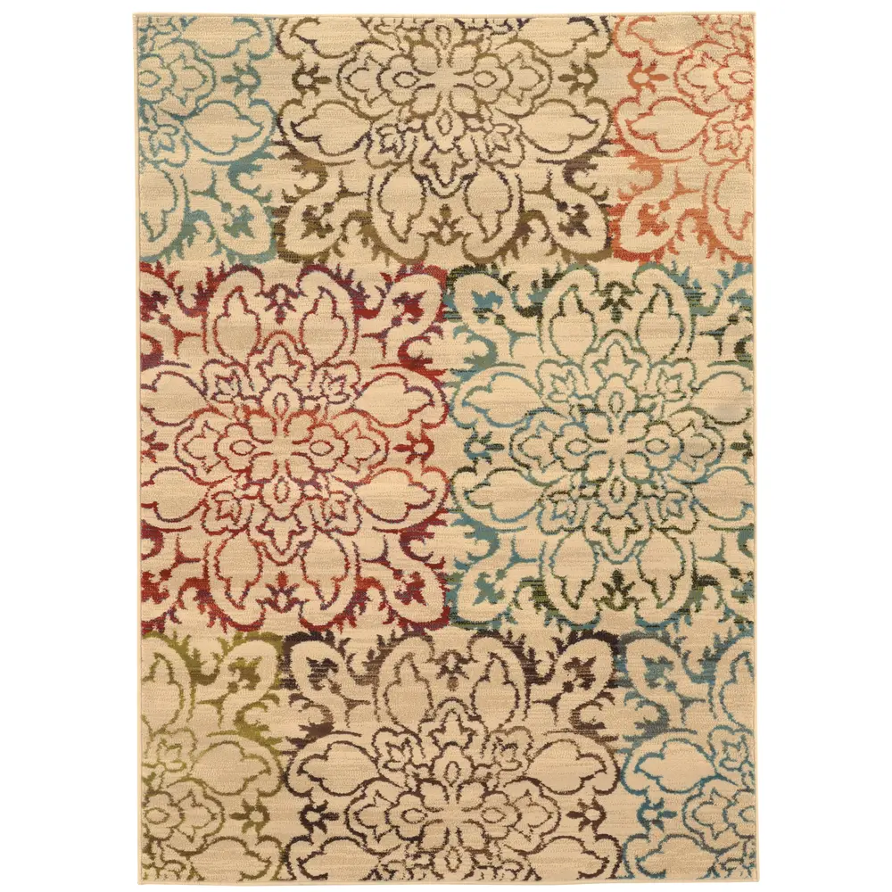 Emerson 4872A Ivory/ Multi Indoor Area Rug - 10' x 13'