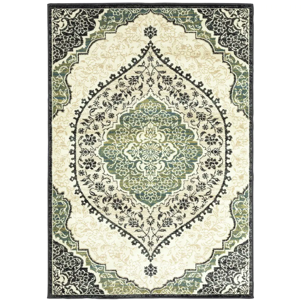 Evandale 9850B Ivory/ Navy Indoor Area Rug - 9'10