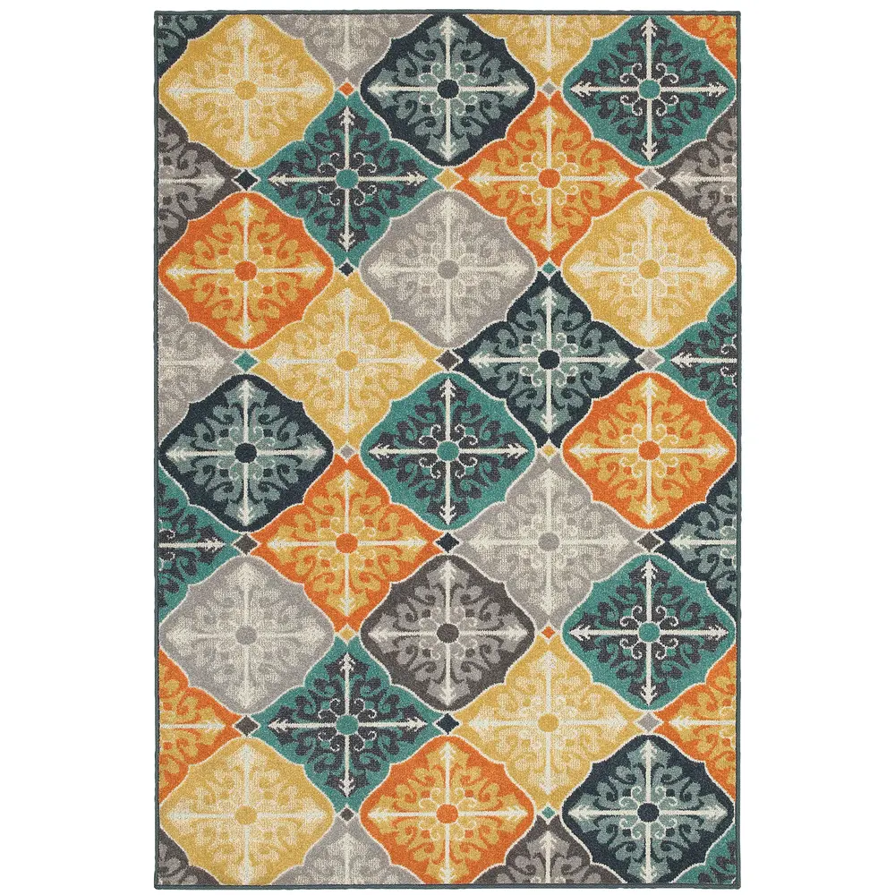Hampton 2063X Multi/ Blue Indoor/Outdoor Area Rug - 9'10