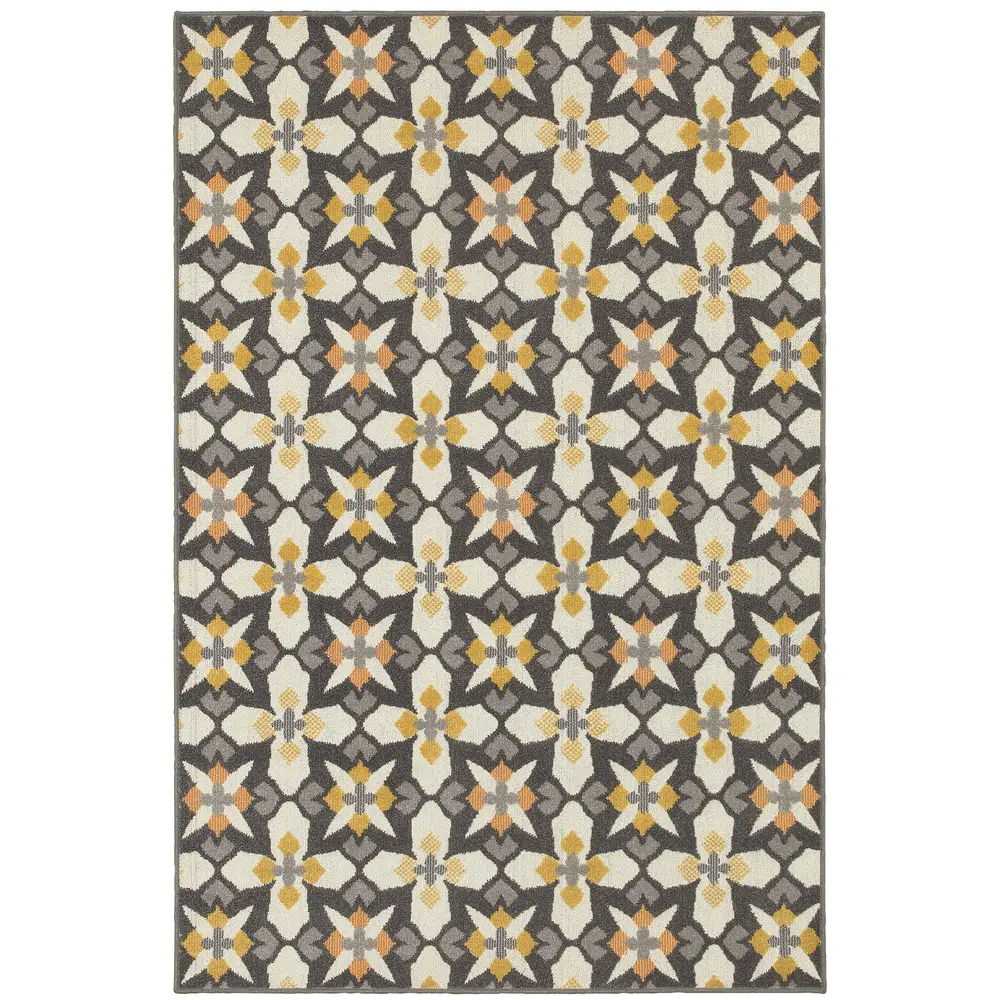 Hampton 8021L Grey/ Gold Indoor/Outdoor Area Rug - 9'10