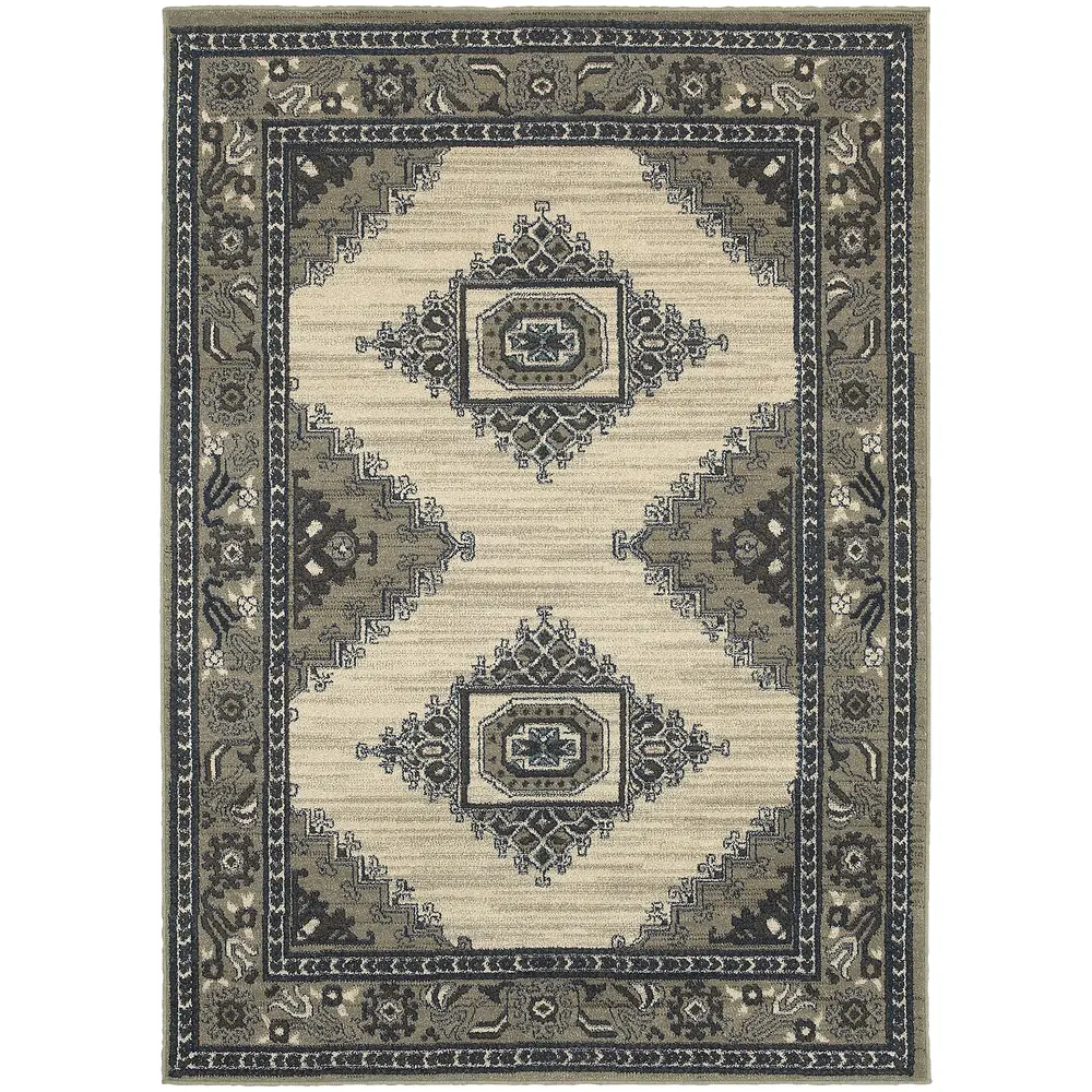 Highlands 6658B Beige/ Grey Indoor Area Rug - 9'10