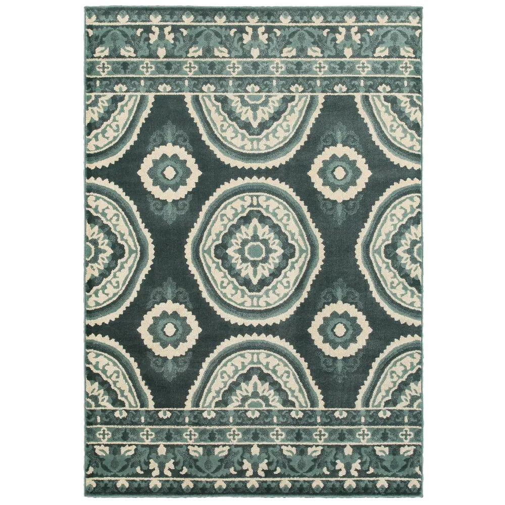 Jayden 7415B Blue/ Ivory Indoor Area Rug - 9'10