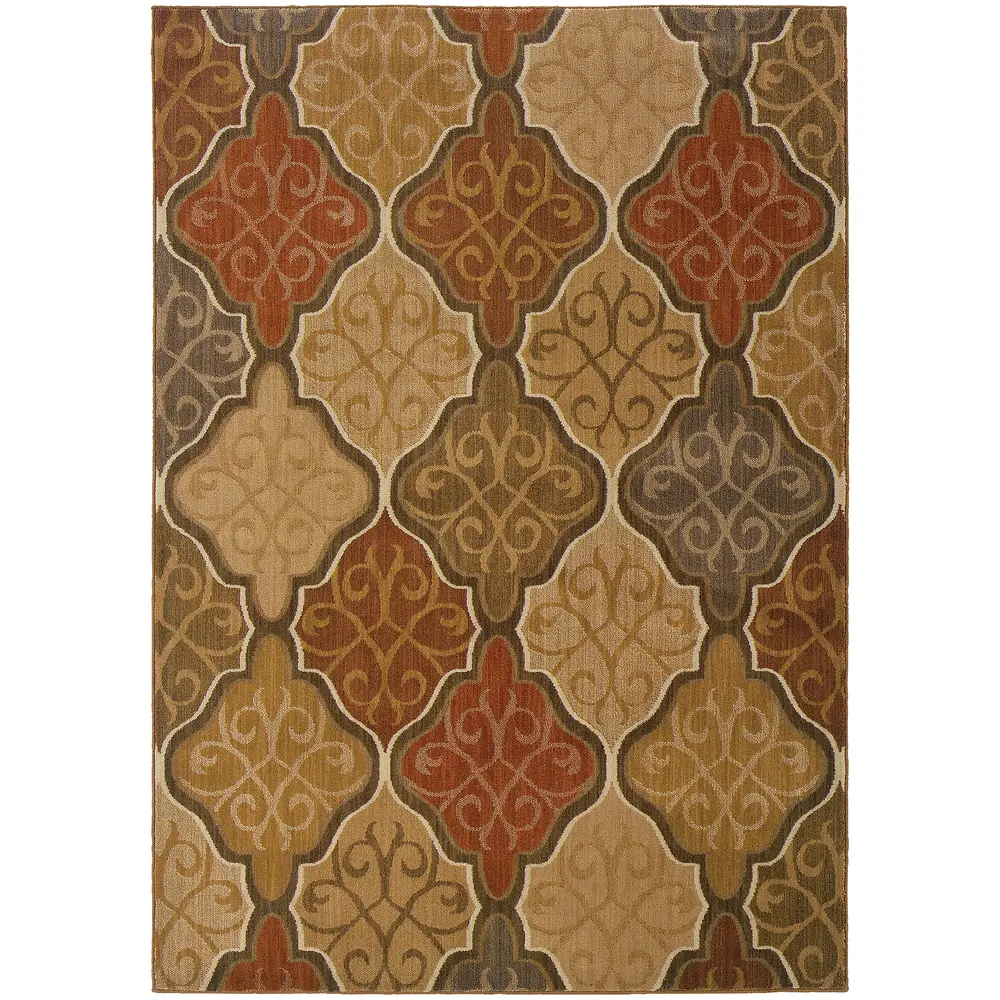 Kasbah 3832C Orange/ Gold Indoor Area Rug - 9'10