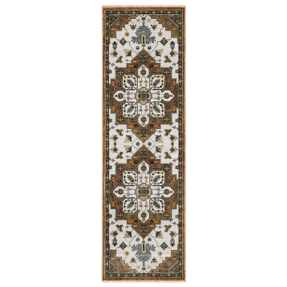 Keira KEI03 Rust/ Ivory Indoor Area Rug - 2'3