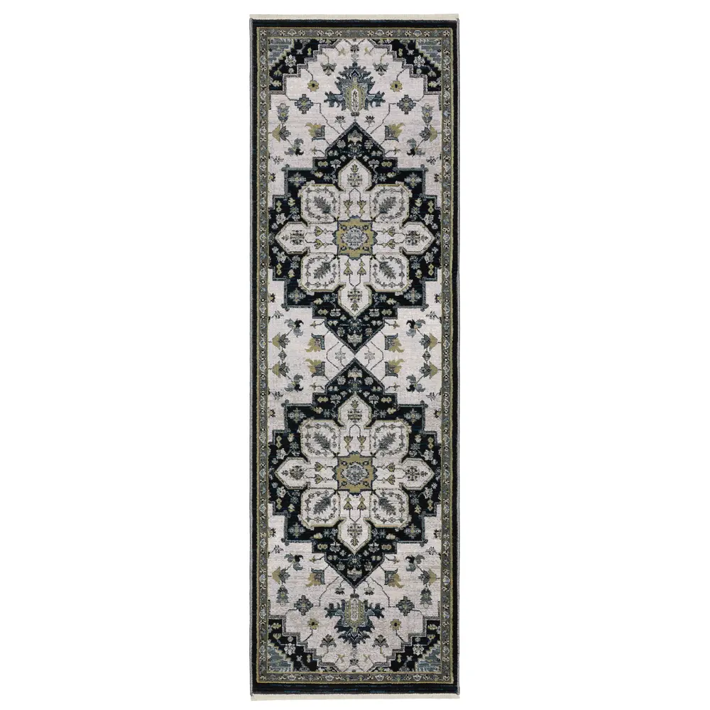 Keira KEI04 Blue/ Grey Indoor Area Rug - 2'3
