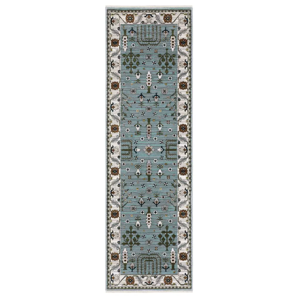 Keira KEI06 Pale Blue/ Green Indoor Area Rug - 2'3