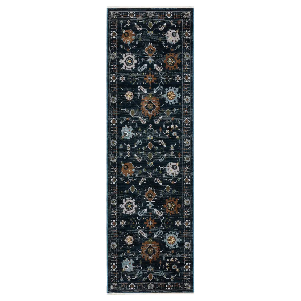 Keira KEI08 Navy/ Rust Indoor Area Rug - 2'3