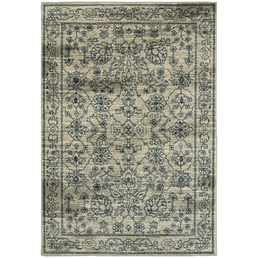 Linden 7804C Beige/ Navy Indoor Area Rug - 9'10