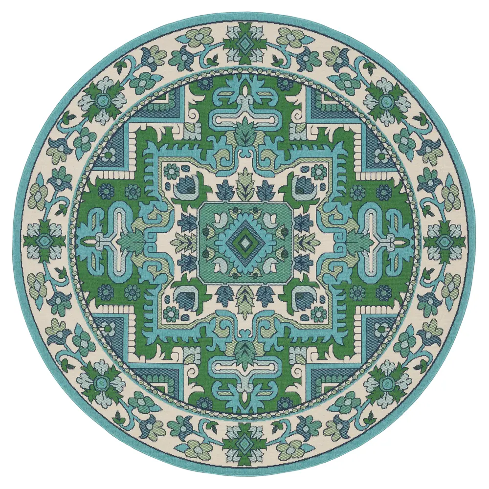 Meridian 2808G Blue/ Green Indoor/Outdoor Area Rug - 7'10