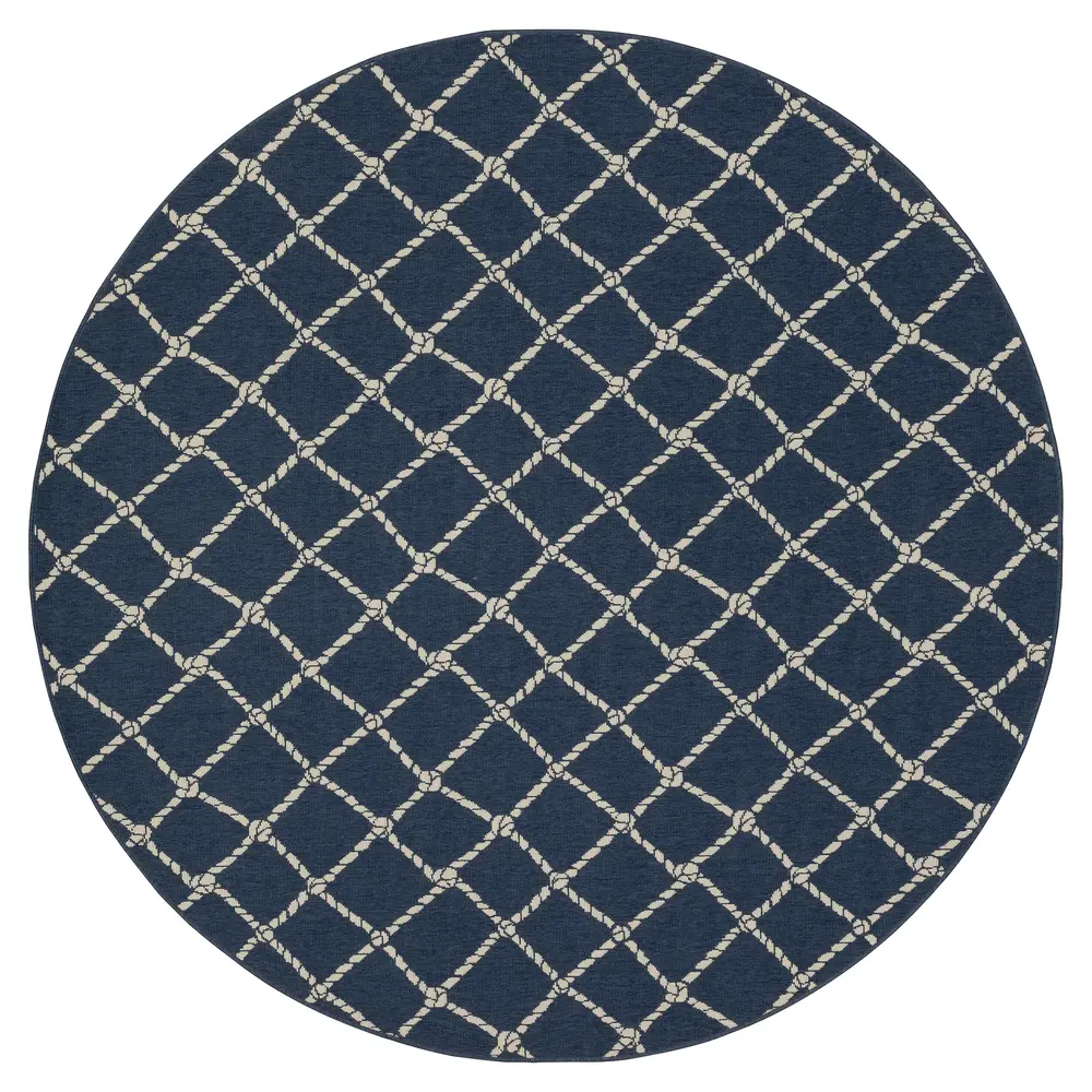 Meridian 4295B Navy/ Ivory Indoor/Outdoor Area Rug - 7'10