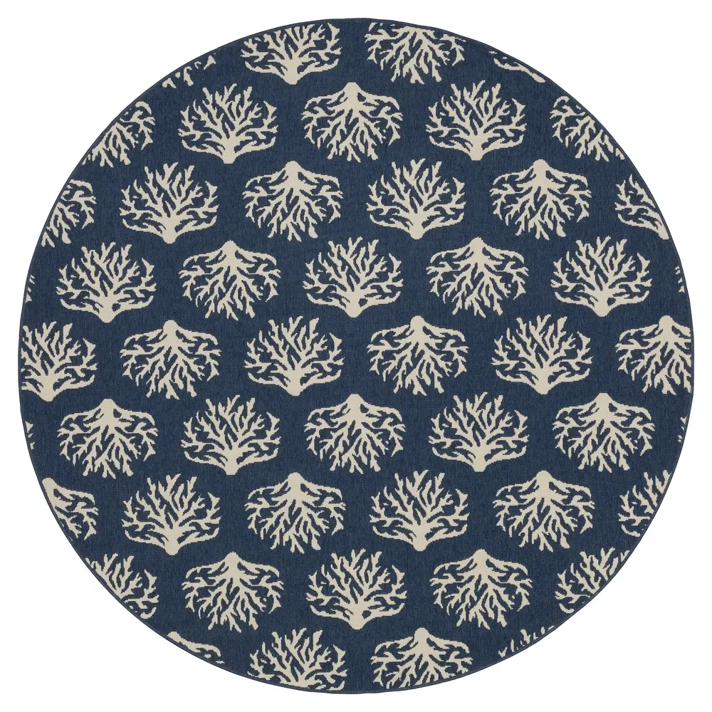 Meridian 7420A Navy/ Ivory Indoor/Outdoor Area Rug - 7'10