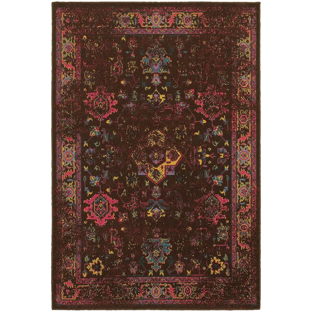 Revival 3689I Brown/ Multi Indoor Area Rug - 9'10