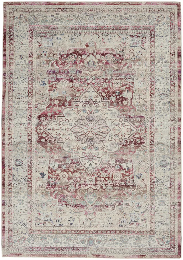 Nourison Vintage Kashan 4' x 6' Red/Ivory Vintage Indoor Rug