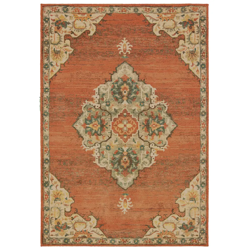 Toscana 9568B Orange/ Grey Indoor Area Rug - 9'10