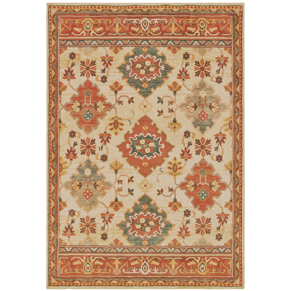 Toscana 9570A Ivory/ Orange Indoor Area Rug - 9'10
