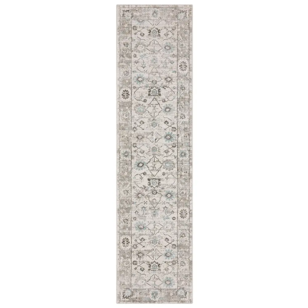 Windham WIN04 Ivory/ Teal Blue Indoor Area Rug - 2'6