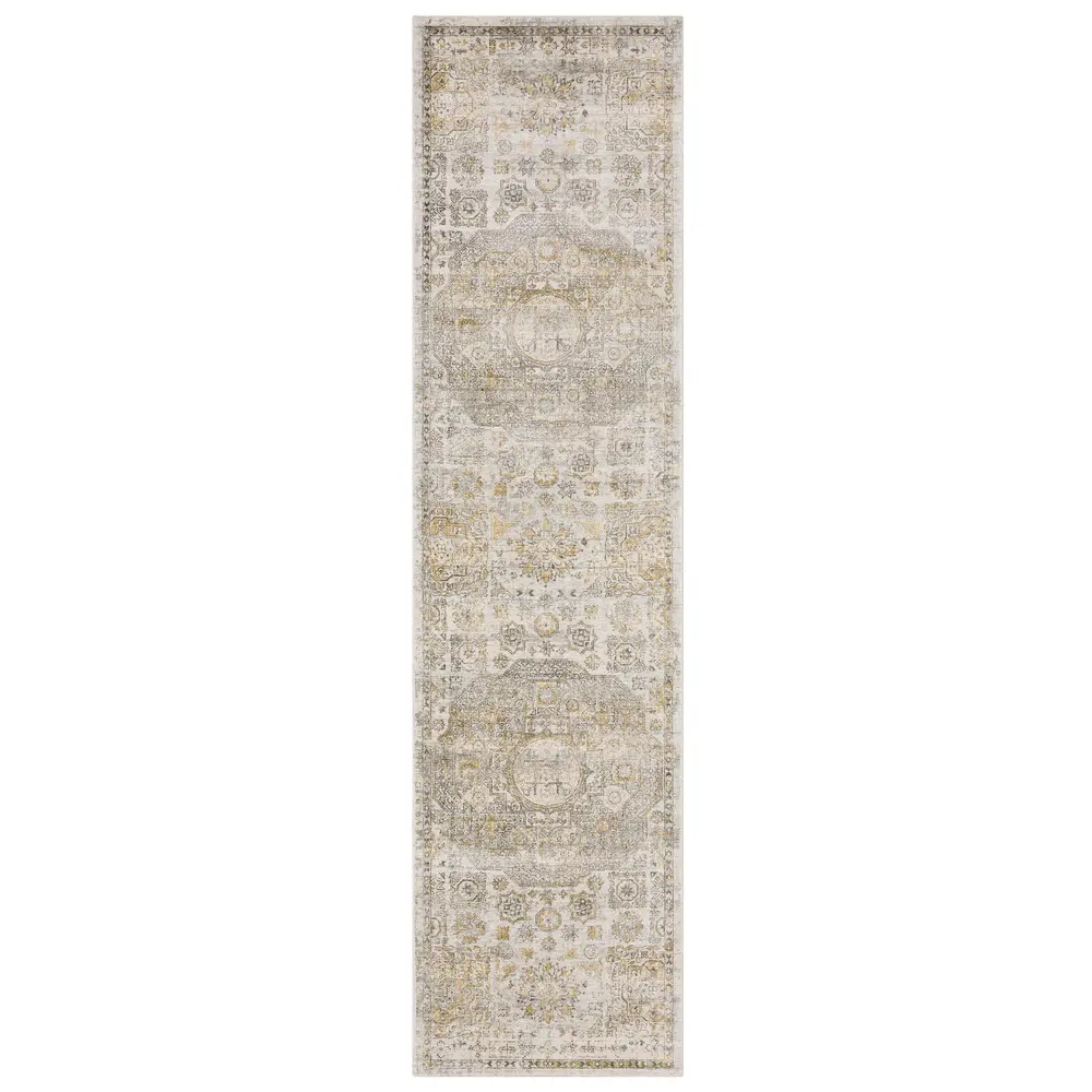 Windham WIN05 Grey/ Gold Indoor Area Rug - 2'6