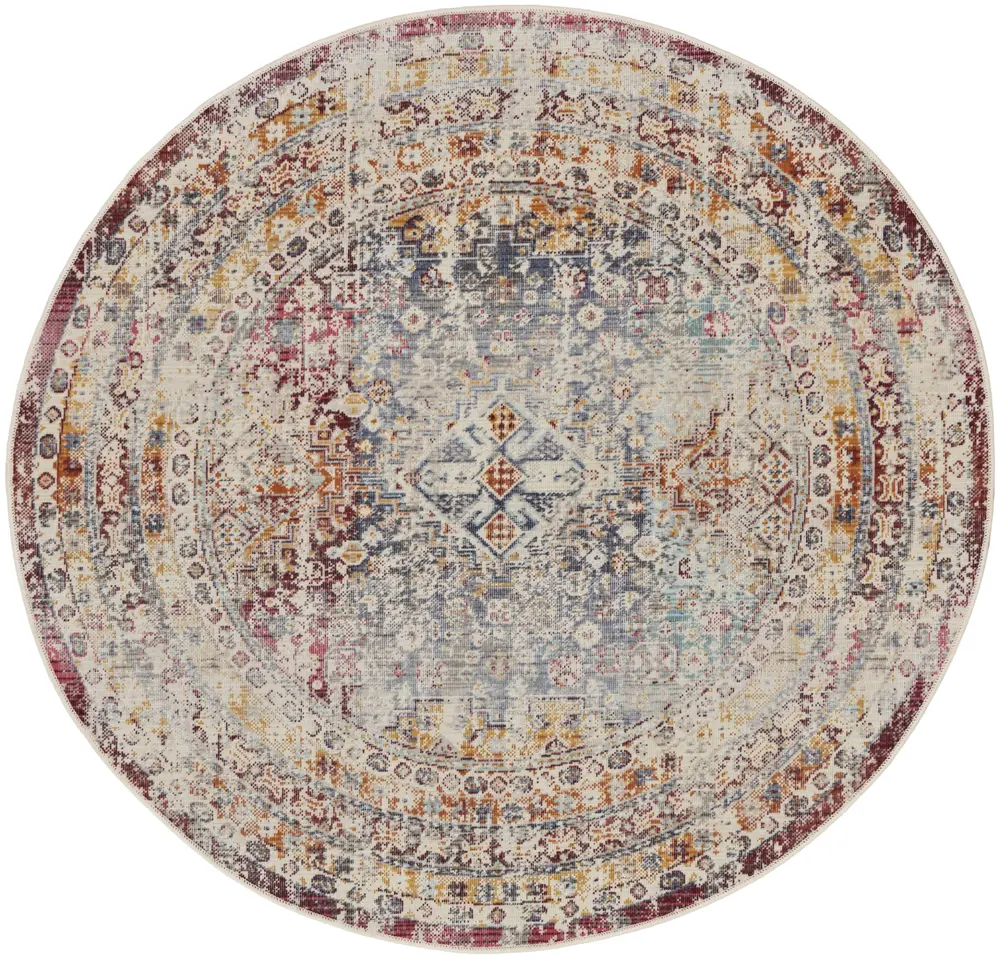 Nourison Vintage Kashan 6' x Round Multicolor Vintage Indoor Rug