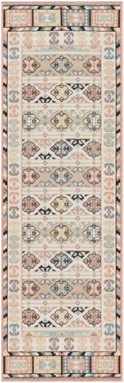 Nourison Washable Decor 2' x 6' Ivory Multicolor Bohemian Indoor Rug