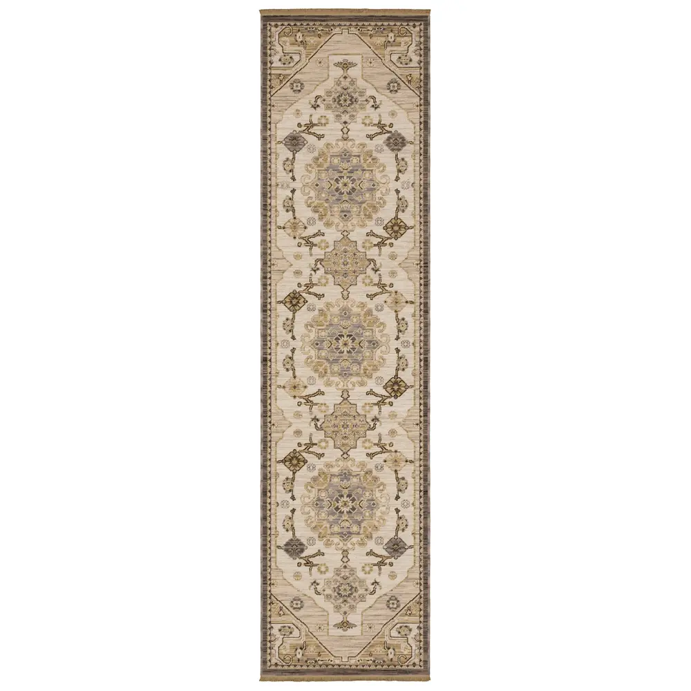 Acacia ACA03 Tan/ Grey Indoor Area Rug - 2'6