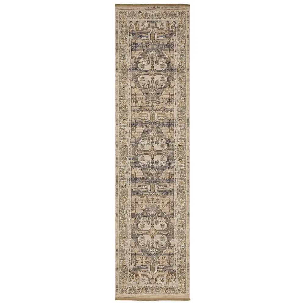 Acacia ACA07 Beige/ Grey Indoor Area Rug - 2'6